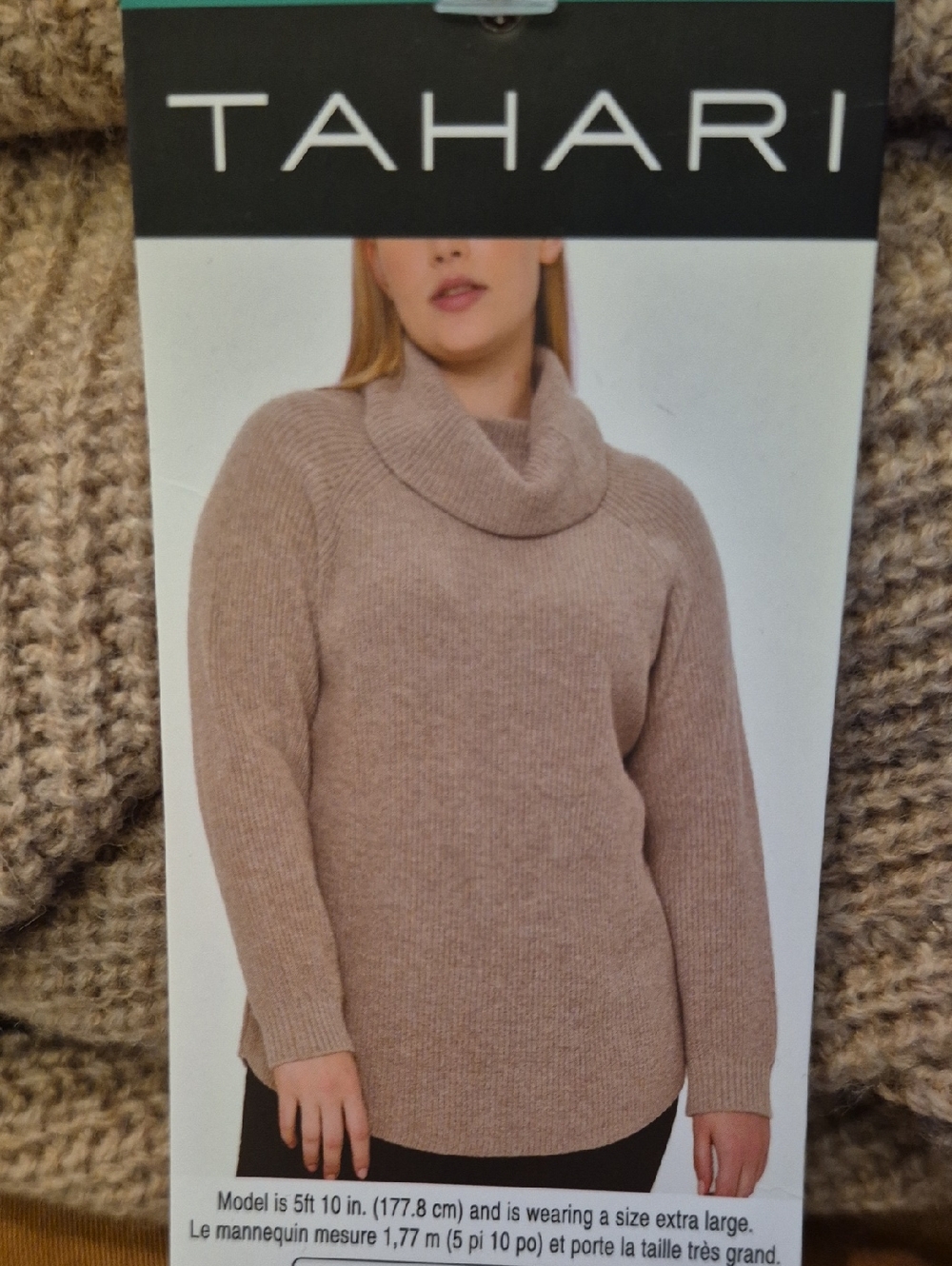 XL:🤎TAHARI Merino Wool Knit Sweater
